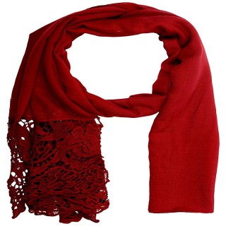 Lace cotton Diamond Stole- Apple Red